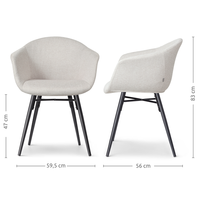 Nolon Nena-Otis Eetkamerstoel Beige - Zwarte Houten Poten