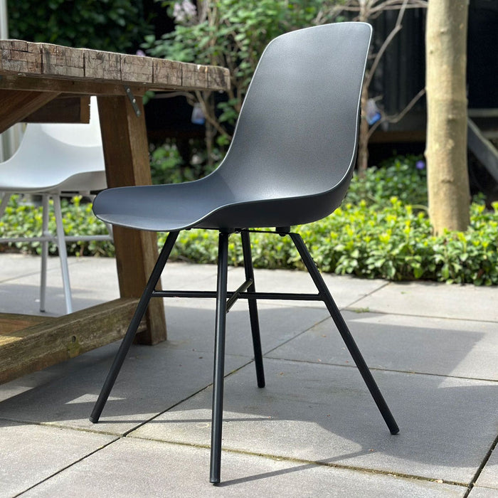 Nolon Noa-Pip Kunststof Tuinstoel Wit - Zwart Onderstel