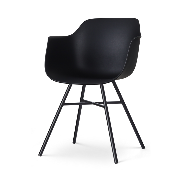 Nolon Noa-Puk Kunststof Tuinstoel Zwart - Zwart Onderstel