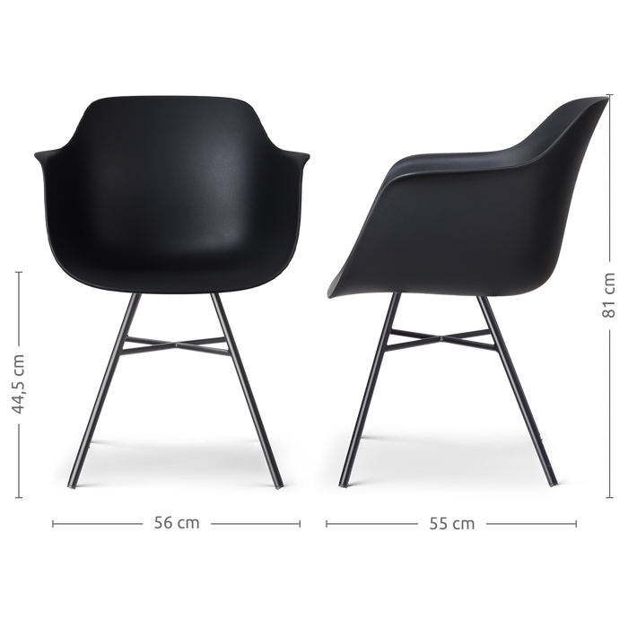 Nolon Noa-Puk Kunststof Tuinstoel Zwart - Zwart Onderstel