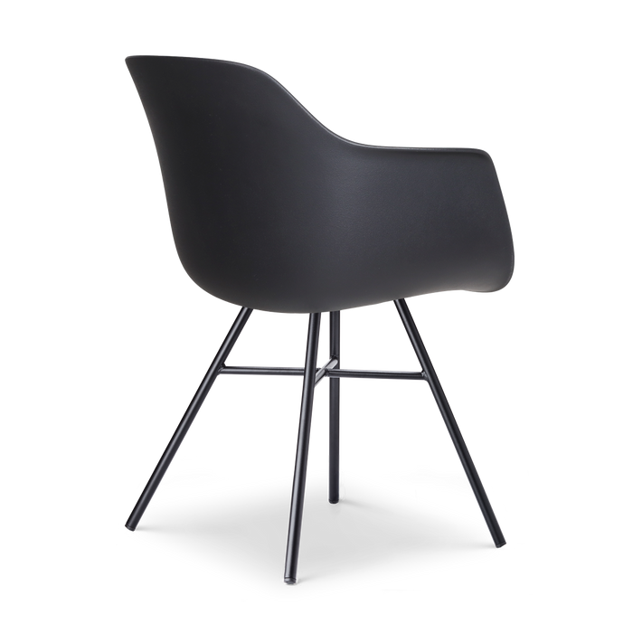 Nolon Noa-Puk Kunststof Tuinstoel Zwart - Zwart Onderstel