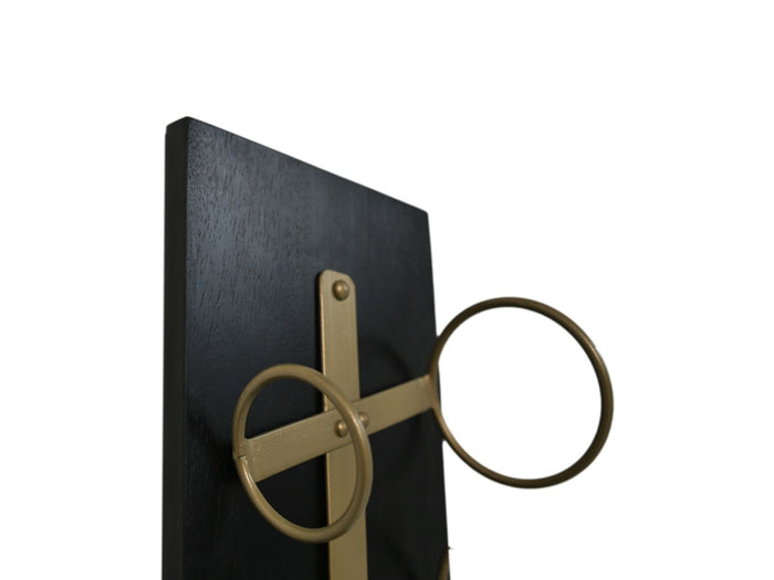 HSM Collection Wijnrek Diabo wand 4 flessen H 65 cm hout goud