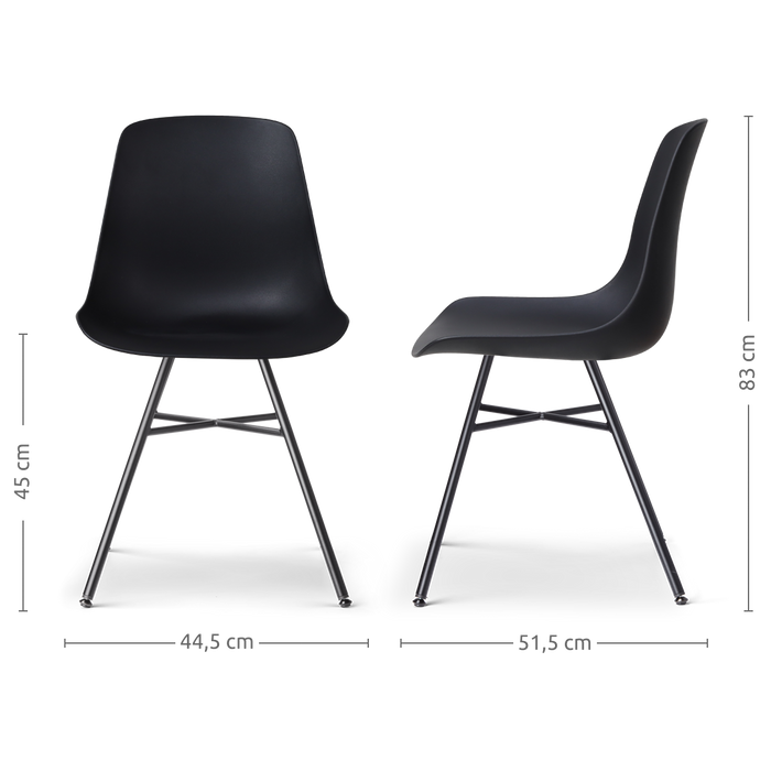 Nolon Noa-Pip Kunststof Tuinstoel Zwart - Zwart Onderstel