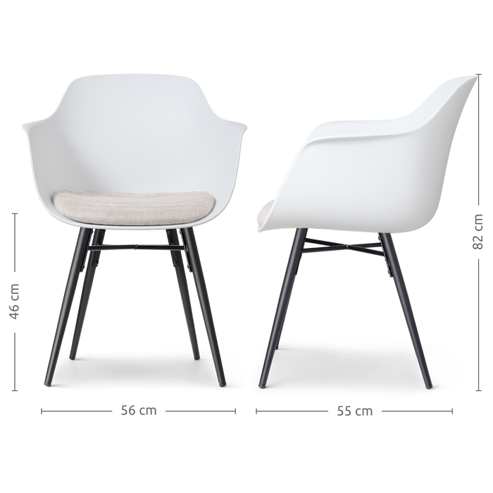 Nolon Nena-Liz Eetkamerstoel Wit - Beige - Zwarte Houten Poten