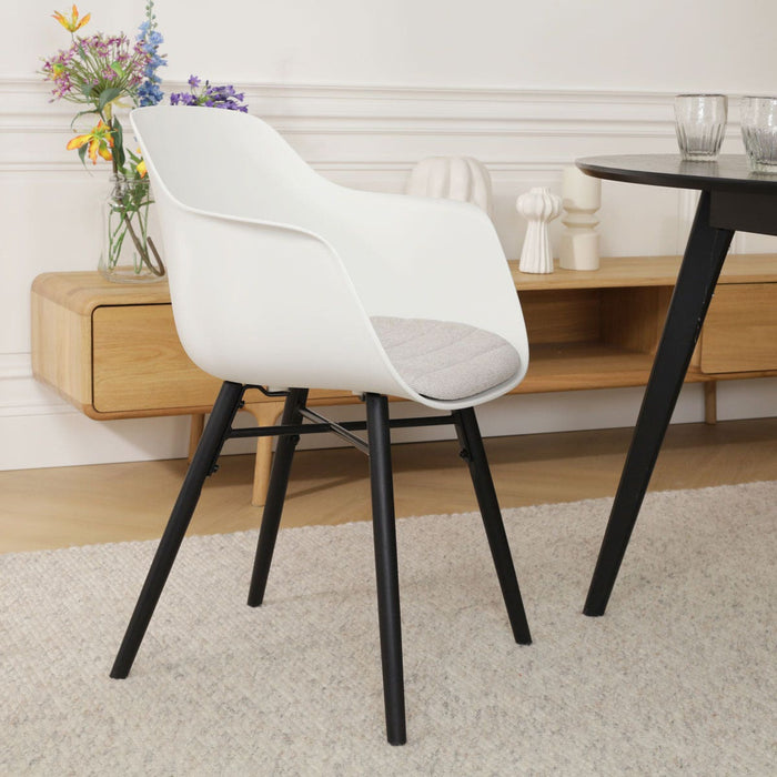 Nolon Nena-Liz Eetkamerstoel Wit - Beige - Zwarte Houten Poten