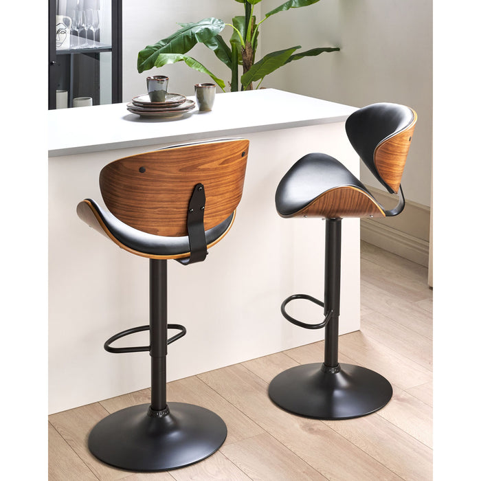 Beliani - ROTTERDAM II - Barkruk verstelbaar - Zwart - Kunstleer