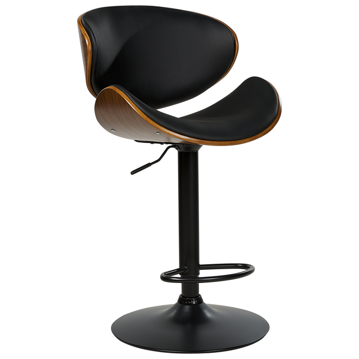 Beliani - ROTTERDAM II - Barkruk verstelbaar - Zwart - Kunstleer