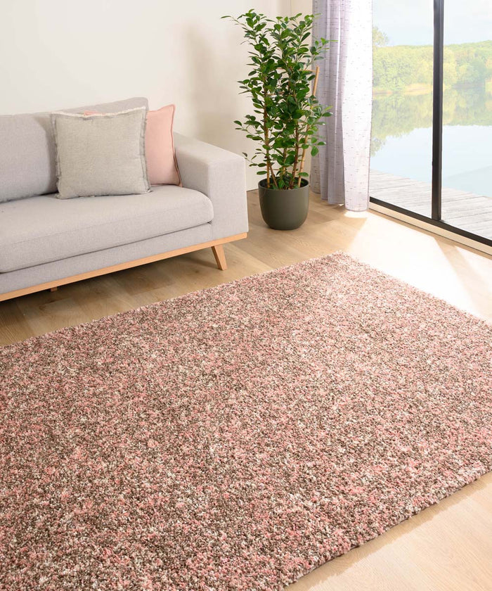 Tapeso Hoogpolig vloerkleed gemêleerd- Blend roze|beige - 120x170 cm