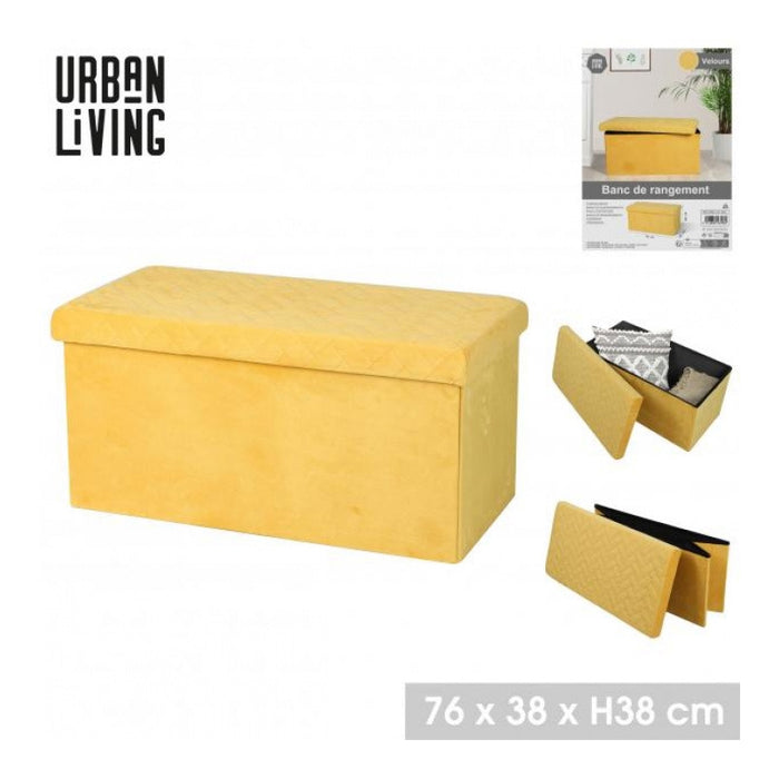 Urban Living poef|hocker|opbergbox - geel - mdf - 76 x 38 x 38 cm