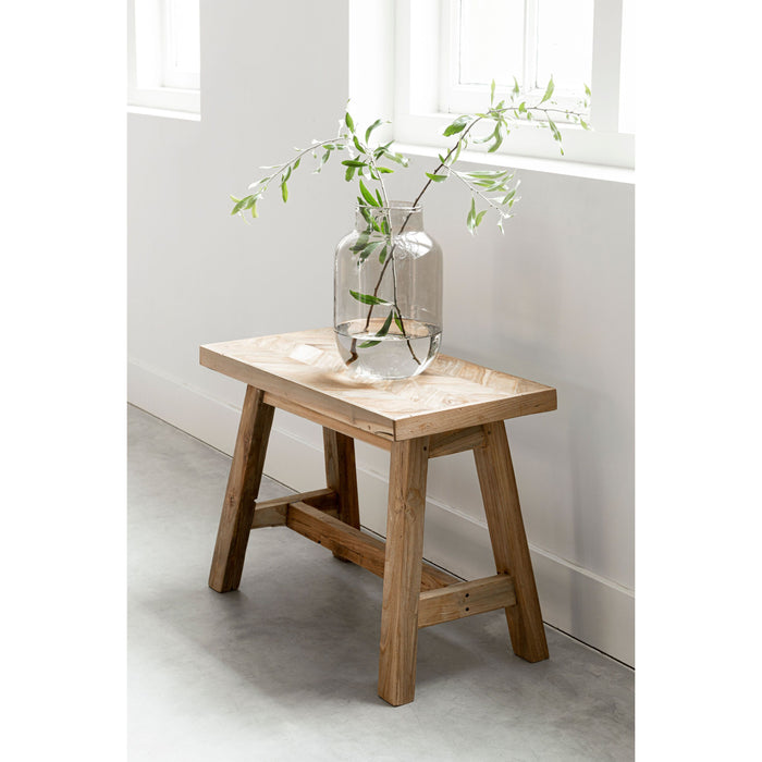 MUST Living Bench Herringbone small,45x60x32 cm, recycled teakwood