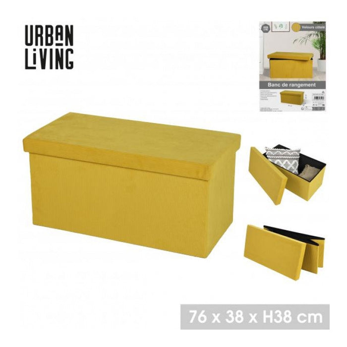 Urban Living poef|hocker|opbergbox - geel - mdf - 76 x 38 x 38 cm