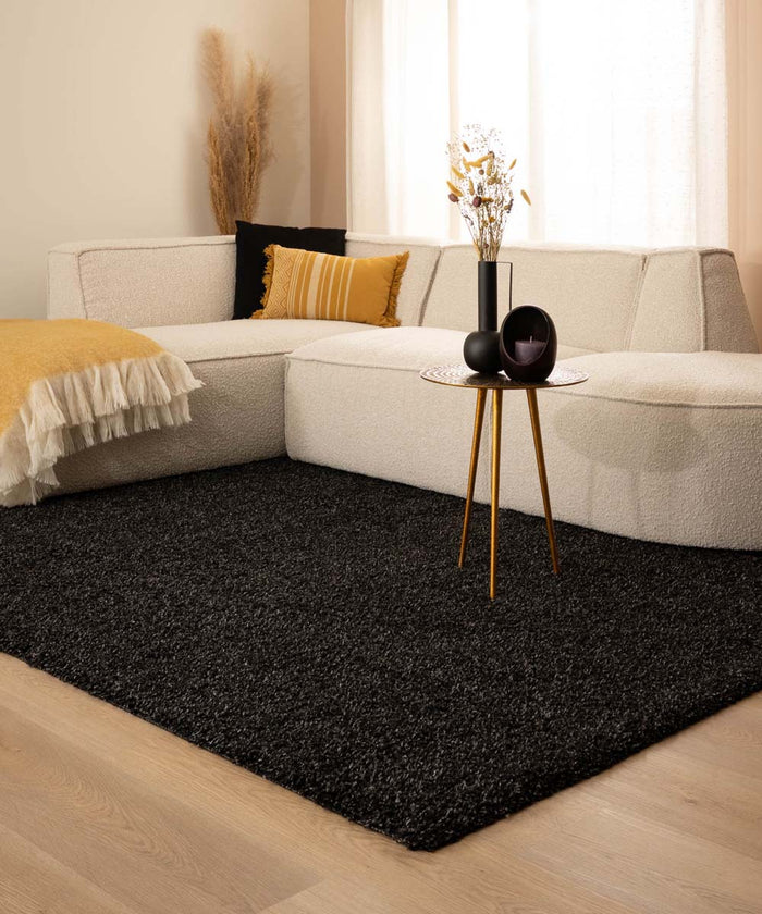 Tapeso Hoogpolig vloerkleed shaggy Trend effen - antraciet - 80x150 cm