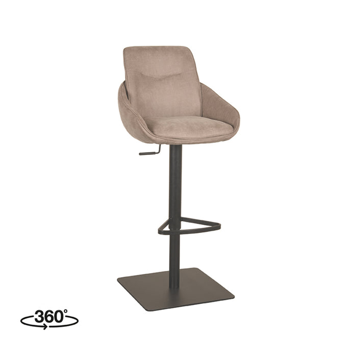 LABEL51 - Barkruk Beauty - Taupe Micro Suede - Zwart Metaal