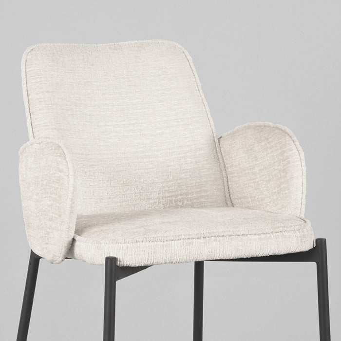 LABEL51 - Barkruk Joni Hoog - Creme Elegance - Zwart Metaal