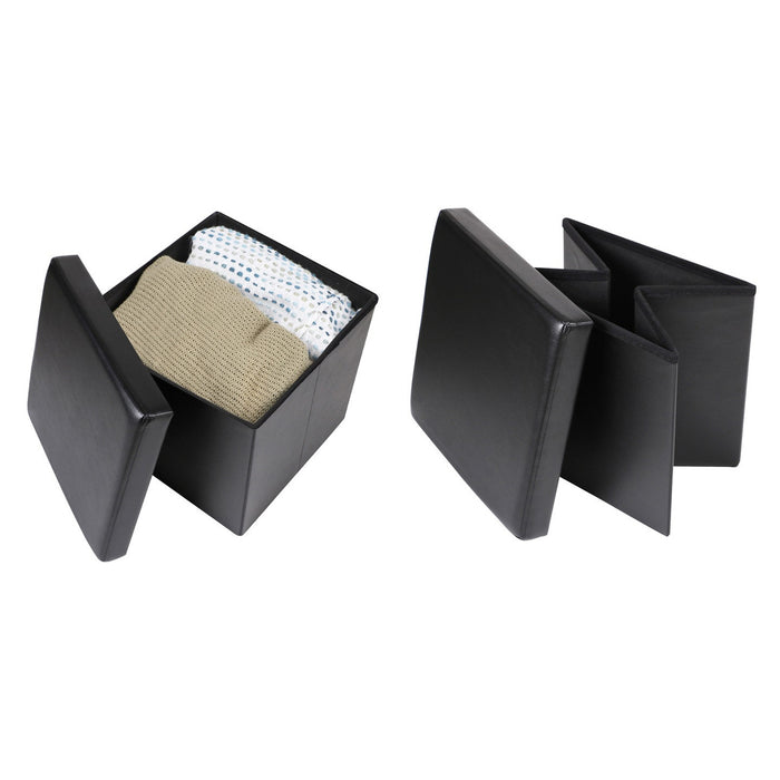 Urban Living poef|hocker|opbergbox - zwart - mdf - 38 x 38 cm