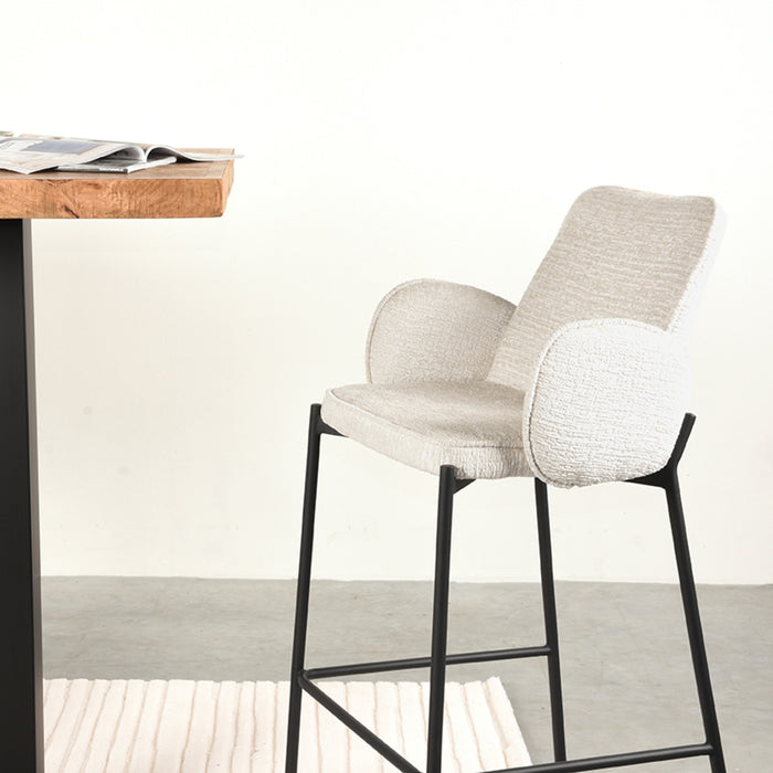 LABEL51 - Barkruk Joni Hoog - Creme Elegance - Zwart Metaal