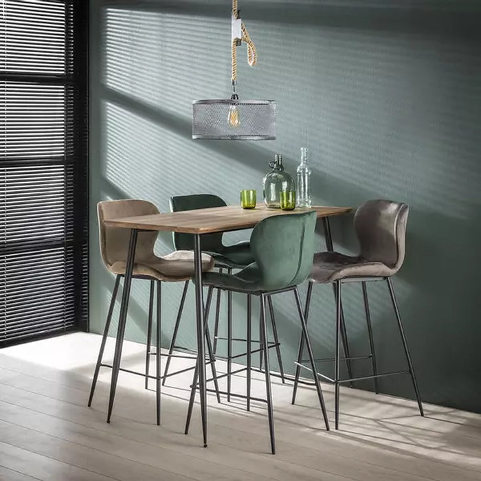 AnLi Style Barstoel velvet ronde buis - Velours antraciet - set van 4