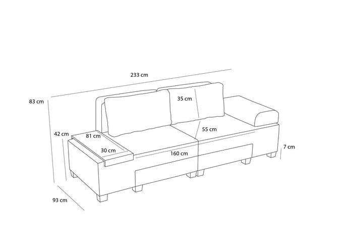 Kalune Design 3-zitsslaapbank Perenna chenille