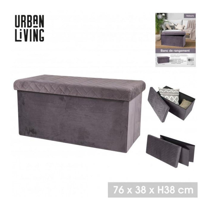 Urban Living poef|hocker|opbergbox - grijs - mdf - 76 x 38 x 38 cm