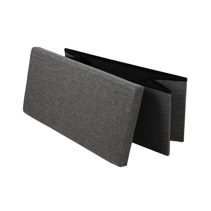 Urban Living poef|hocker|opbergbox - grijs - mdf - 76 x 38 x 38 cm