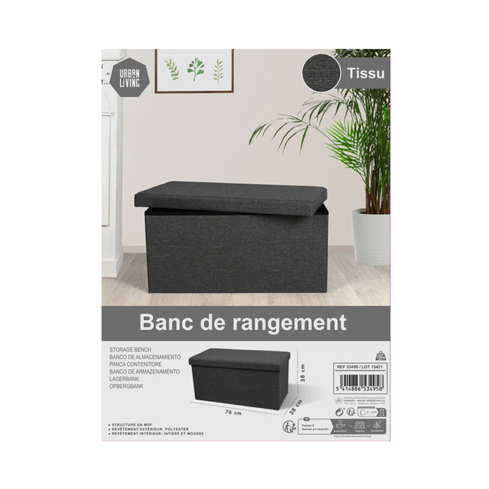 Urban Living poef|hocker|opbergbox - grijs - mdf - 76 x 38 x 38 cm