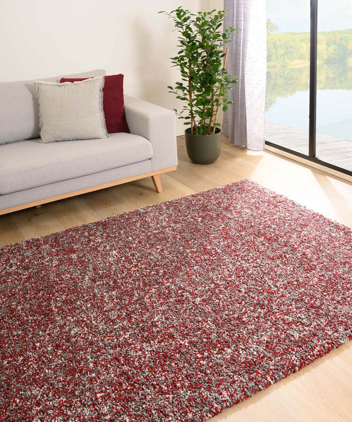 Tapeso Hoogpolig vloerkleed gemêleerd - Blend rood|grijs - 240x340 cm