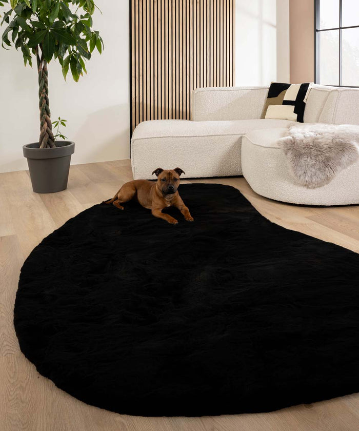 Tapeso Fluffy vloerkleed organisch - Comfy Plus zwart - 230x352 cm