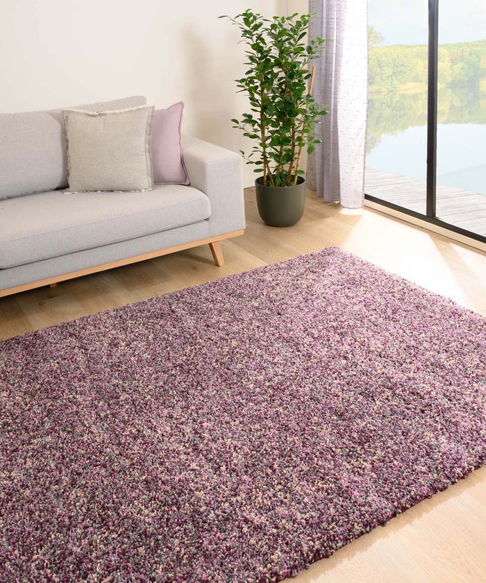 Tapeso Hoogpolig vloerkleed gemêleerd - Blend paars|grijs - 280x370 cm