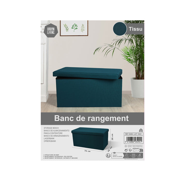 Urban Living poef|hocker|opbergbox - grijs - mdf - 76 x 38 x 38 cm