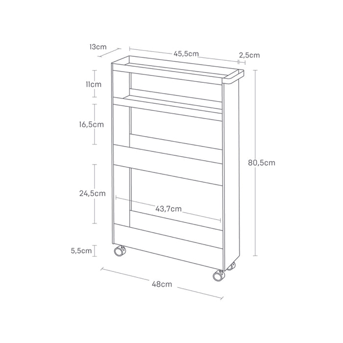 Yamazaki Keukentrolley 4 niveaus - Tower - Wit