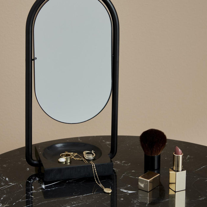 Angui spiegel zwart tafelspiegel ovaal