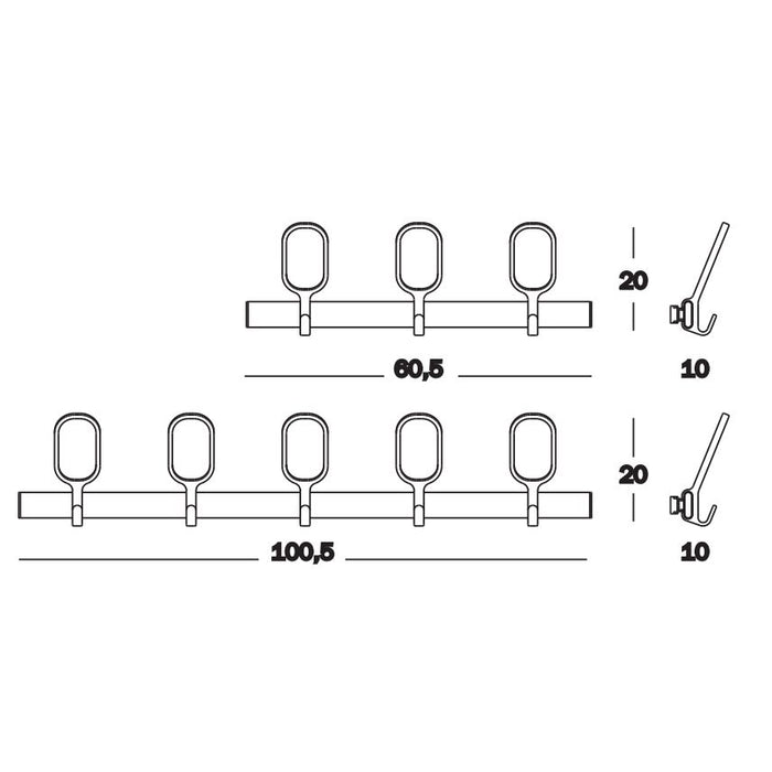 Birds on a Wire wandkapstok vijf haken zwart