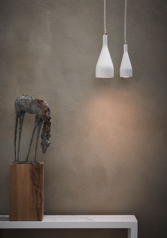 Timber hanglamp medium Ø10 wit essen