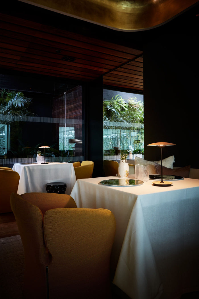 Marset Ginger 20 M tafellamp LED oplaadbaar messing|wit