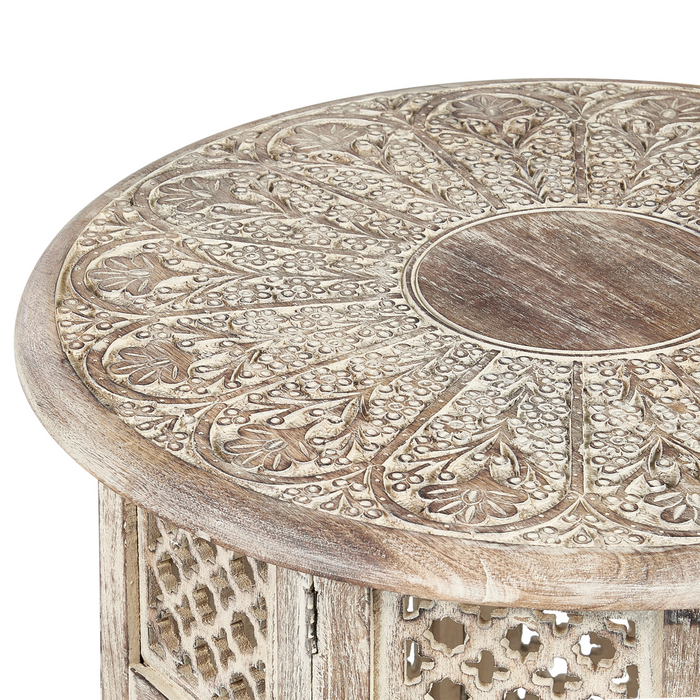 Beliani - SANTRA - Bijzettafel - Lichtbruin - Mangohout