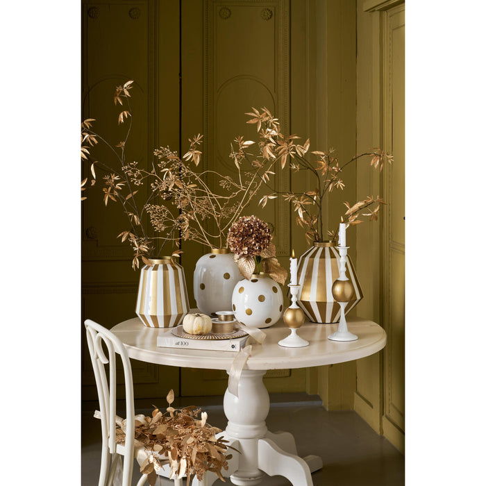 Pip Studio Vaas Dots - Bloemenvaas van Metaal - Wit| Goud - 32cm