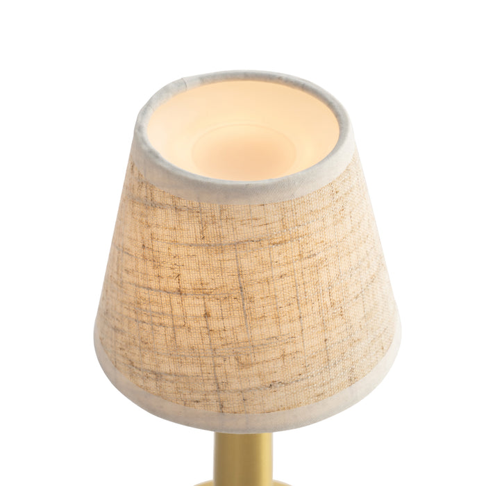 QAZQA Set van 2 tafellampen goud met beige RGBW oplaadbaar - Elise