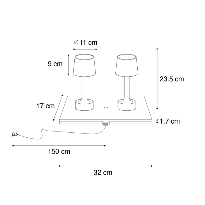 QAZQA Set van 2 tafellampen goud met beige RGBW oplaadbaar - Elise