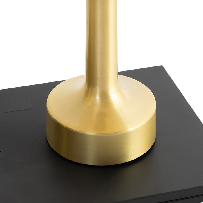 QAZQA Set van 2 tafellampen goud met beige RGBW oplaadbaar - Elise