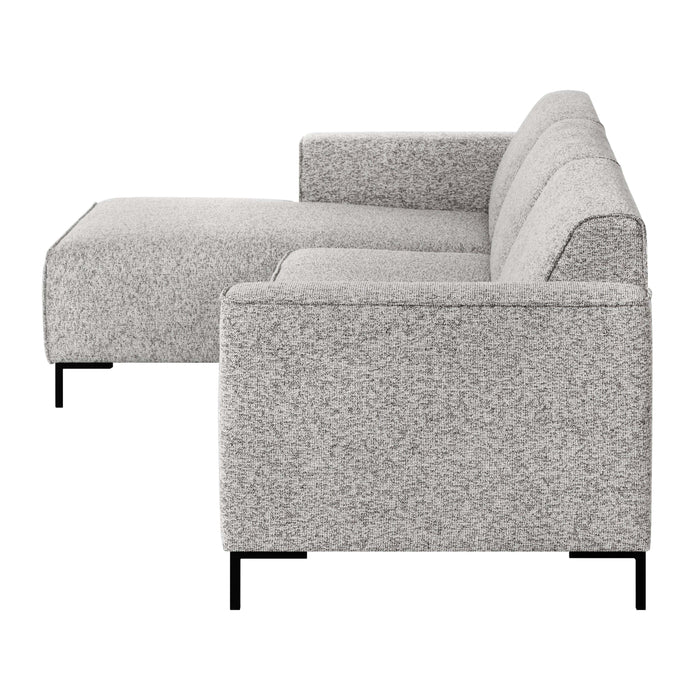by fonQ Loft Hoekbank met Chaise Longue Links - Chenille Melange - Grijs