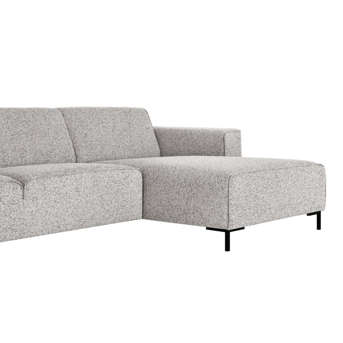 by fonQ Loft Hoekbank met Chaise Longue Links - Chenille Melange - Grijs