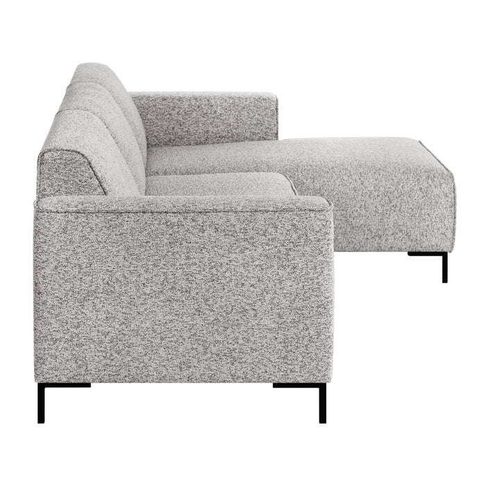 by fonQ Loft Hoekbank met Chaise Longue Rechts - Chenille Melange - Grijs