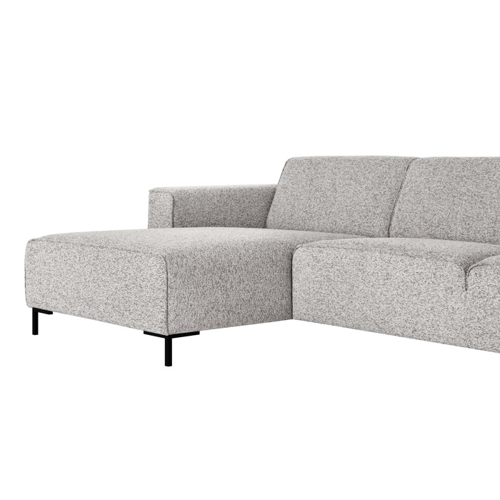 by fonQ Loft Hoekbank met Chaise Longue Rechts - Chenille Melange - Grijs
