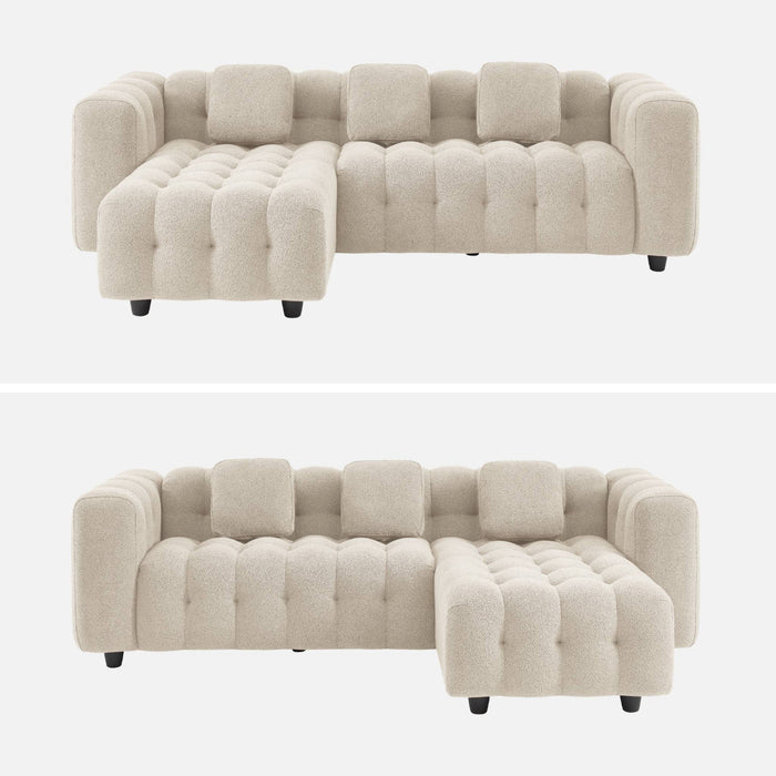 sweeek - Verstelbare hoekbank, boucléstof