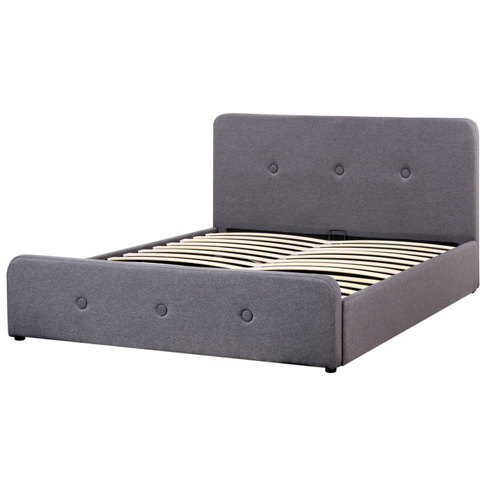 Beliani-RENNES -Bed met opbergruimte-Donkergrijs-160x200 cm-Polyester