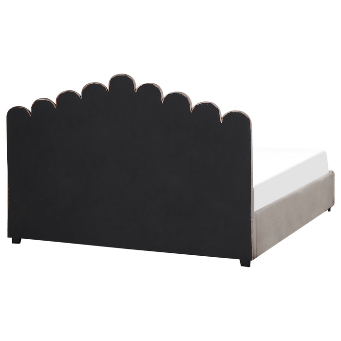 Beliani-VINCENNES -Tweepersoonsbed-Taupe-180 x 200 cm-Fluweel