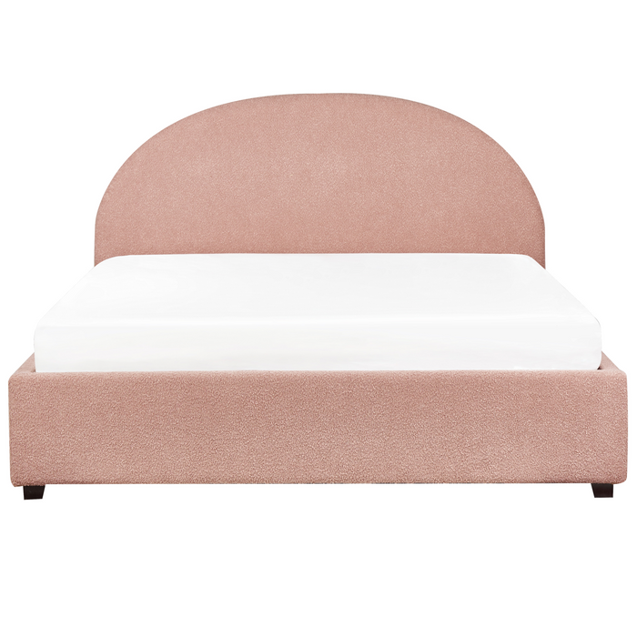Beliani-VAUCLUSE-Bed met opbergruimte-Pastelroze-160 x 200 cm-Bouclé