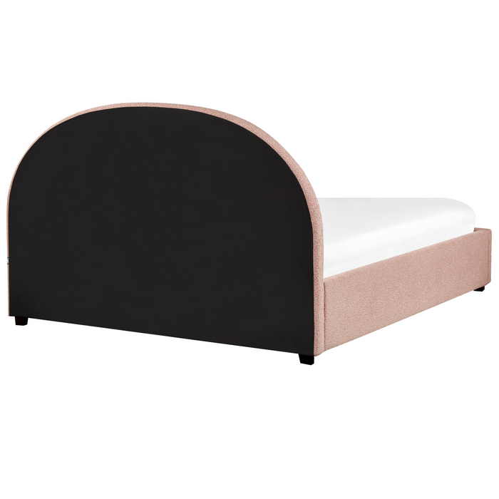 Beliani-VAUCLUSE-Bed met opbergruimte-Pastelroze-160 x 200 cm-Bouclé