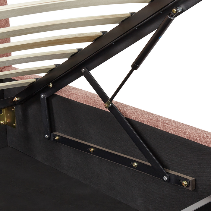 Beliani-VAUCLUSE-Bed met opbergruimte-Pastelroze-160 x 200 cm-Bouclé