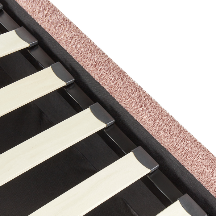 Beliani-VAUCLUSE-Bed met opbergruimte-Pastelroze-160 x 200 cm-Bouclé